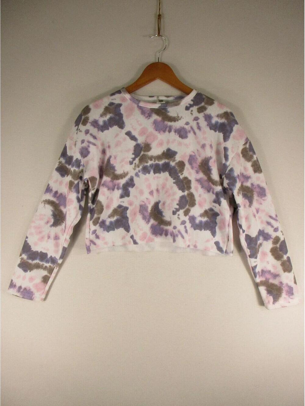 Series-8 Fitness Sweatshirt Womens M Tie Dye Pastel Cropped Long Sleeve Pullover